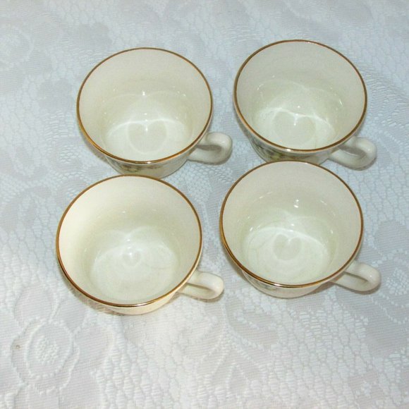 Georgian China Spring Blosdom 4 Coffee Cups & Saucers Vintage Teacups - Picture 7 of 13